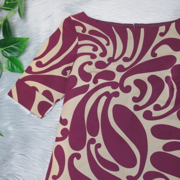 HOSS INTROPIA Silk Blend Boat Neck Abstract Mini Shift Dress Womens Size 36 US 4 - Picture 3 of 10